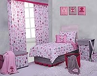 Vista 3 de Bacati Cesta de algodón para niñas, color rosa/gris