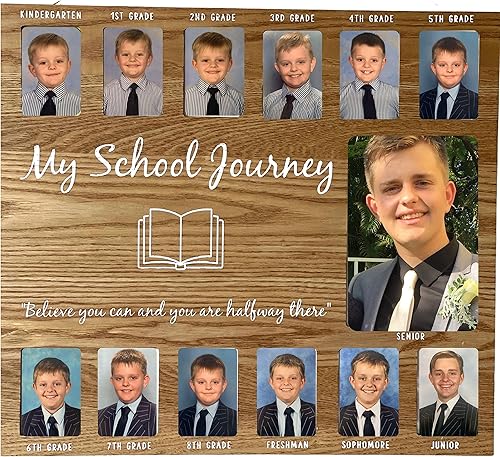 Miniatura 2 de Marco de fotos de años escolares K-12, marco de fotos de años escolares de prekínder 12, marco de graduación para días escolares, collage de pared