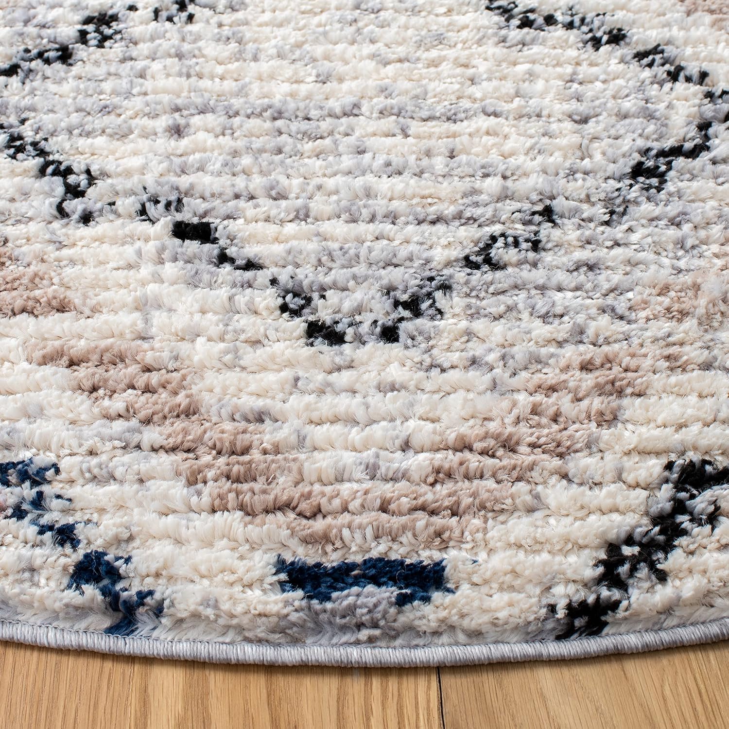 SAFAVIEH Morocco Collection 6'7" Round Grey / Navy MRC838F Moroccan Boho Tribal Area Rug