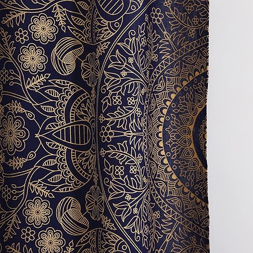 Miniatura 4 de Popular Handicrafts India Hippie Mandala Bohemia Hermoso Bosquejo Cortina Cortina Dormitorio Sala Balcón Cenefa Paneles Azul Oro