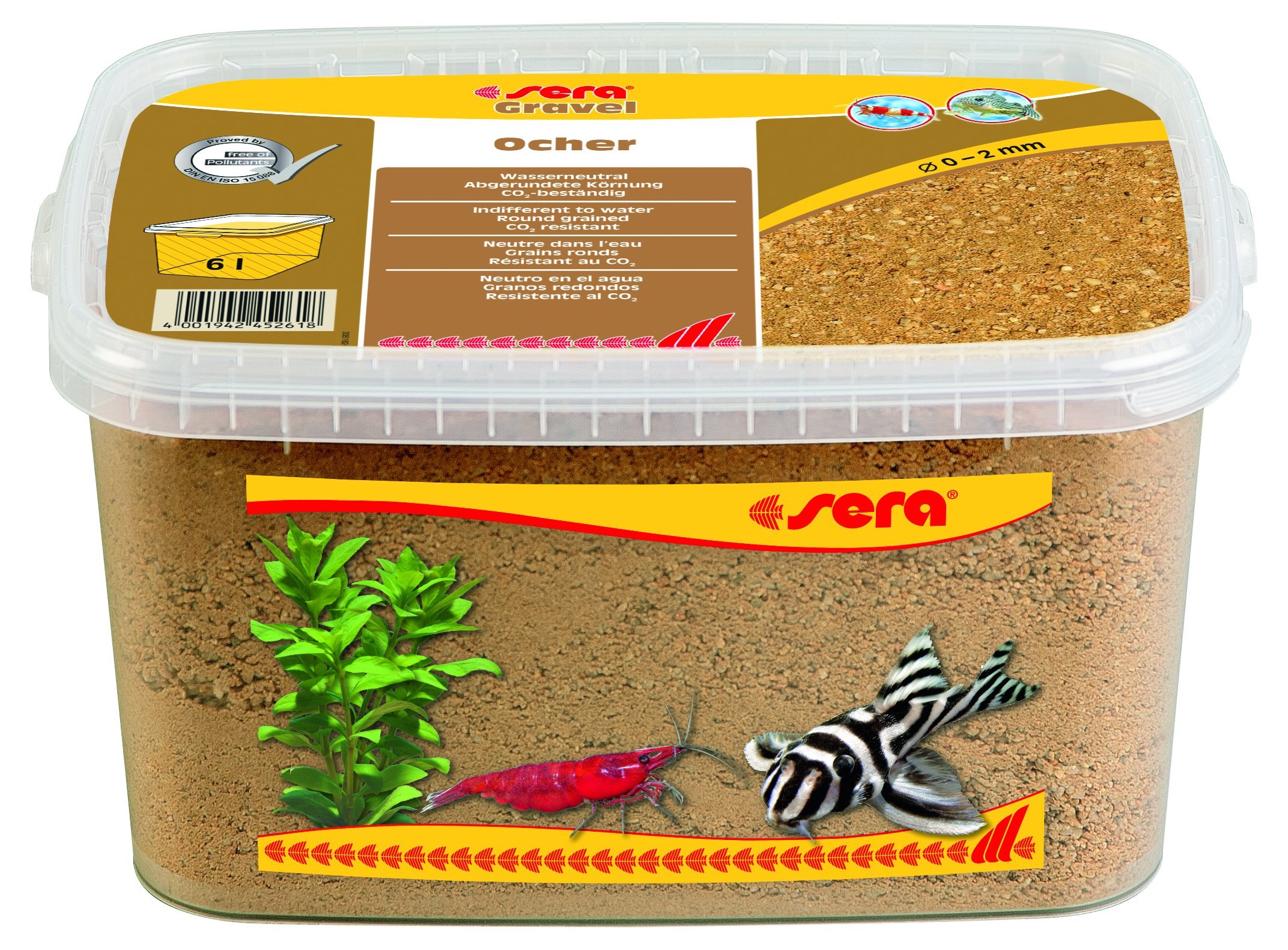 sera Gravel Ocher 0-2 mm 6000 ml – Grava Natural de Color Ocre (Ø 0 – 2 mm) para Todos los acuarios de Agua Dulce y Salada