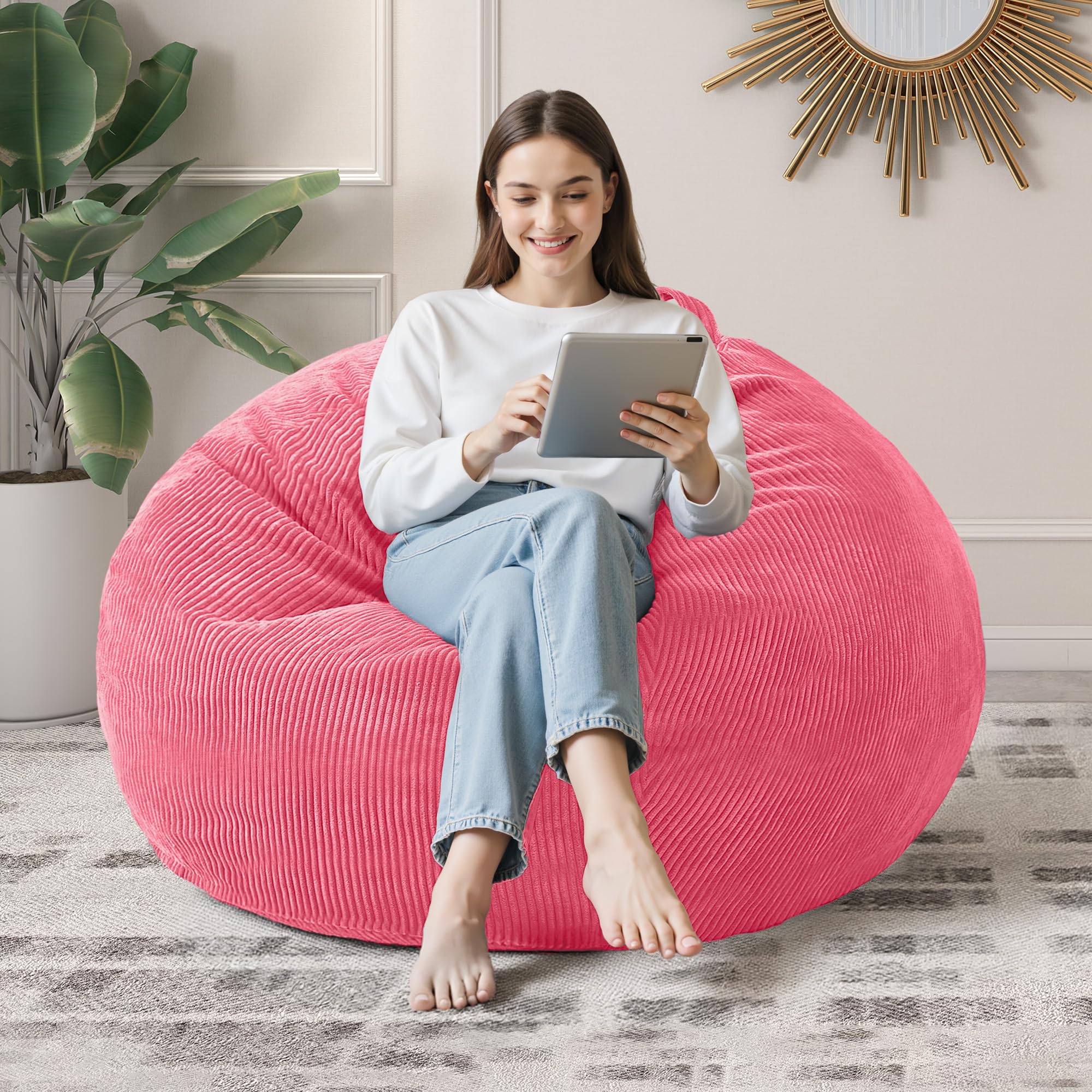 3FT Bean Bag Chairs Teardrop Bean Bag Chair for Adults Beanbag Chair with Memory Foam Filled Machine Washable Cover for Living Room, Bedroom