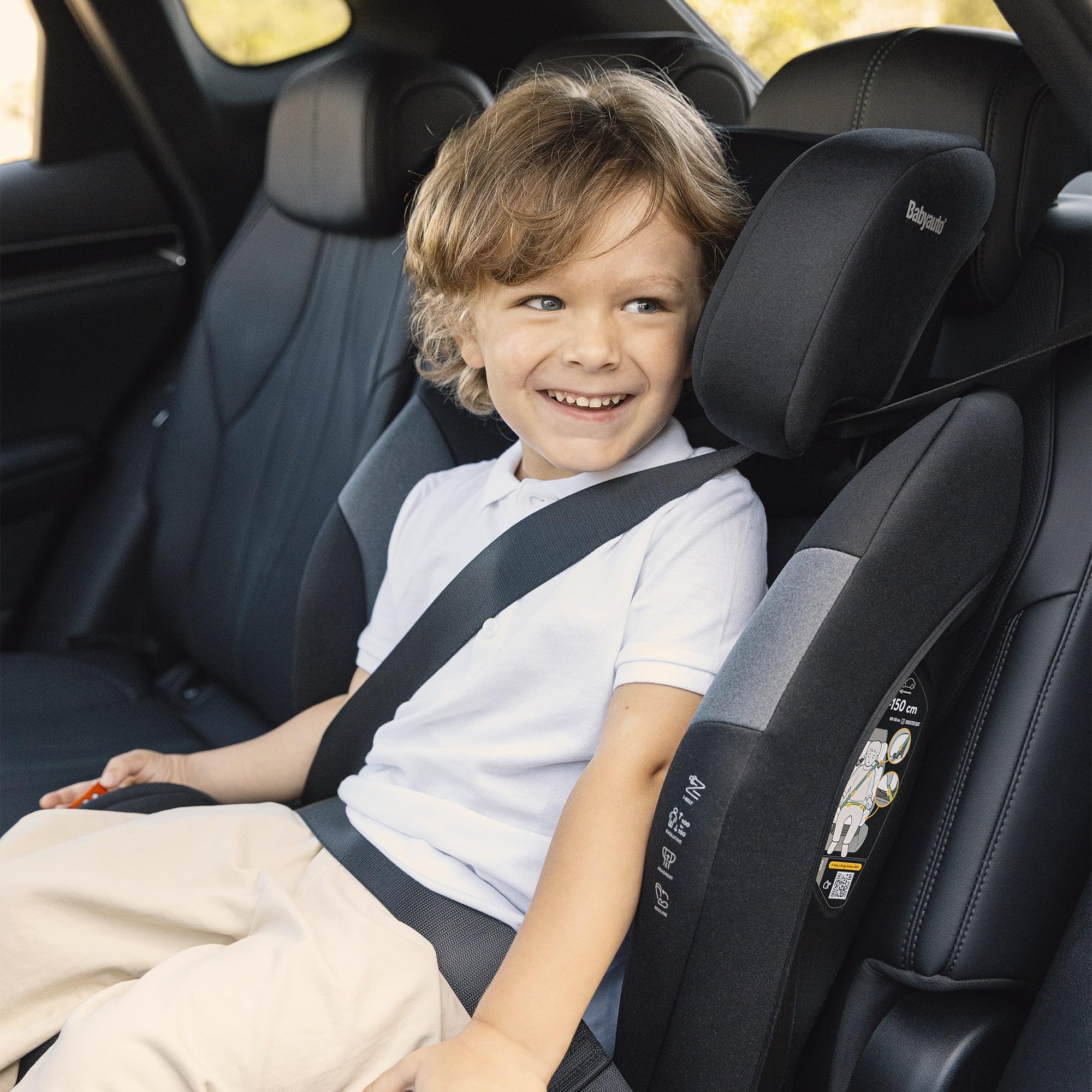 BABYAUTO – Silla de Coche Sokoa iBelt i-Size (3,5-12 Años, 100-150 cm, 15-36 kg) – Sin ISOFIX – Cinturón del Vehículo – Elevador con Respaldo – 3 Posiciones de Reclinado – Protección Lateral – Negro
