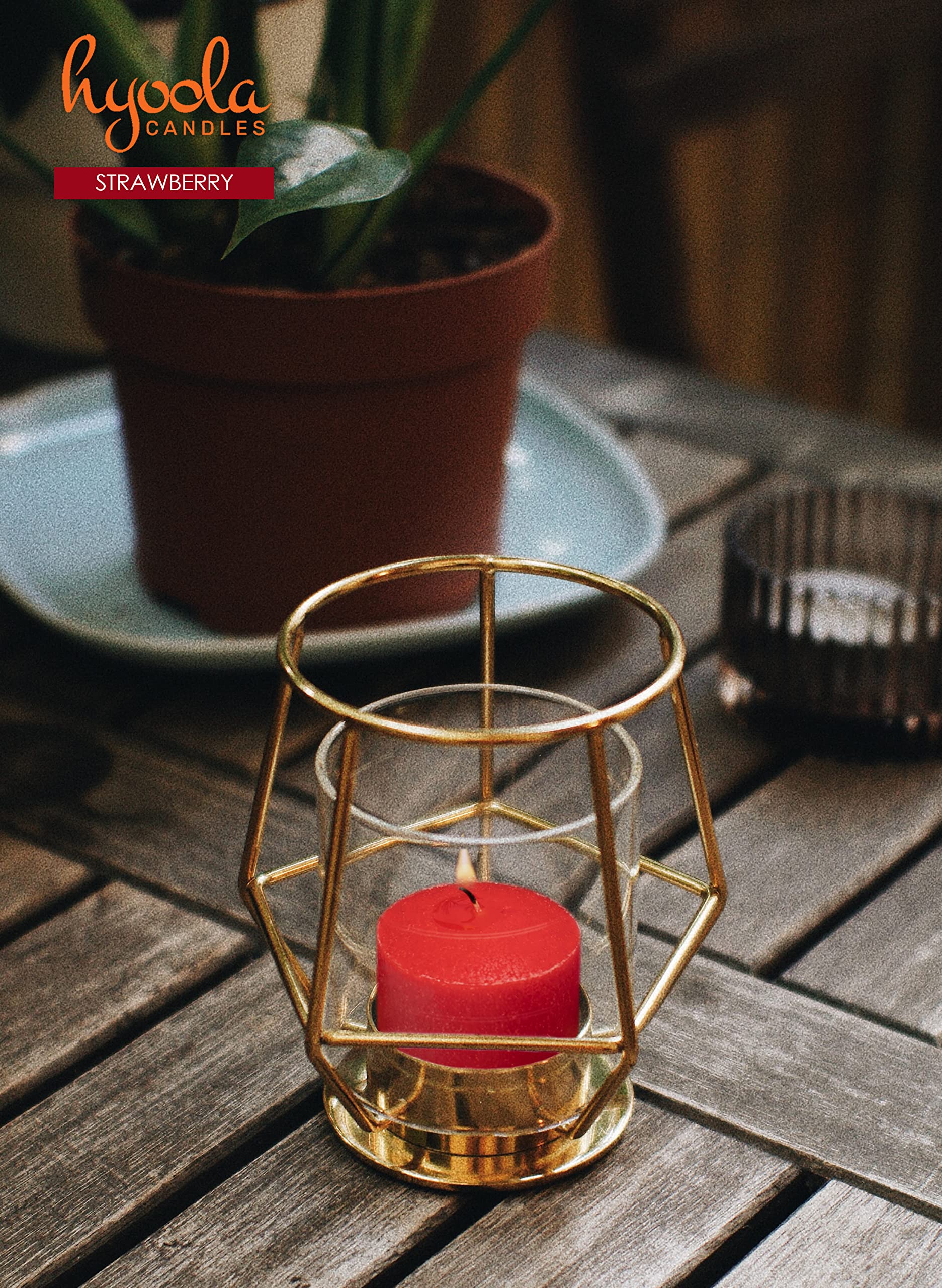 Hyoola Bougies Votives Parfumées - Bougies Votives Fraise - Durée de Combustion 12 heures - Lot de 9 - Fabrication Européenne
