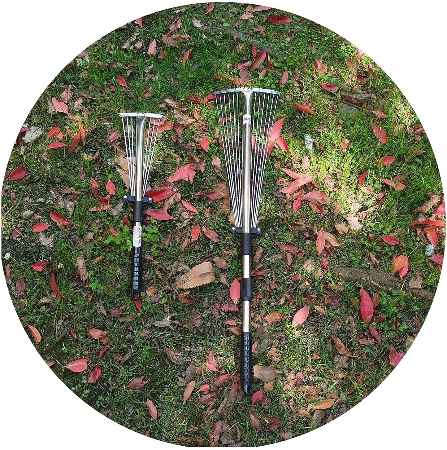 Râteau à Feuilles Réglable FLY HAWK – Longueur 147 Cm, Tête De 20 à 43 Cm | 18 Dents Robustes | Pour Jardin, Camping, Nettoyage Extérieur