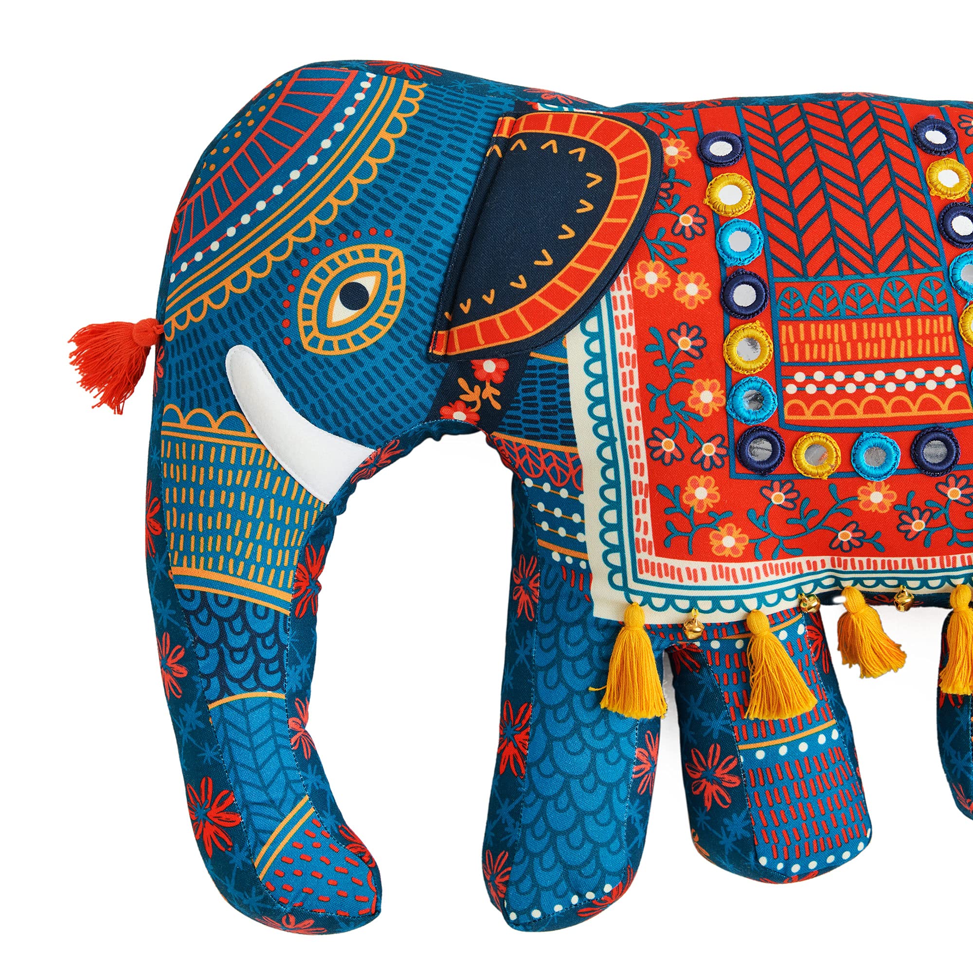 CHUMBAK Cotton Polyester The Royal Ride Kutch Cushion (Blue, 4 x 30 x 6 cms) - Image 5 thumbnail
