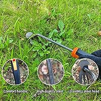 Vista 6 de XIAONAN Herramienta de desmalezas, herramienta de extracción de malezas de jardín con mango, herramienta manual de desbrozadora manual de 4 dientes