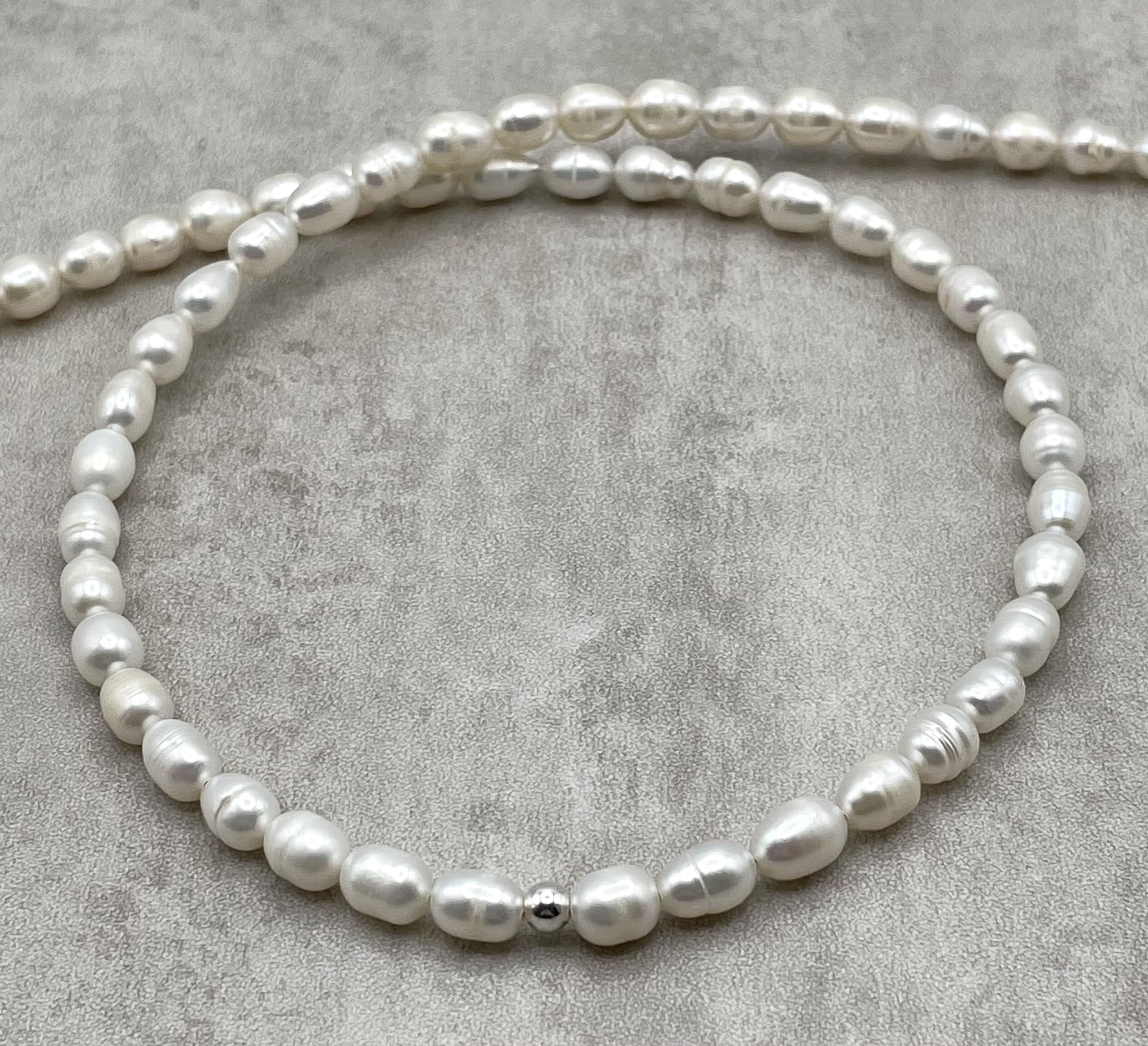 Collana con Perle Bianche d'Acqua Dolce, Girocollo Argento 925, Gioielli Classici, Bijoux Matrimonio, Collana per la Sposa, Regalo per Donne