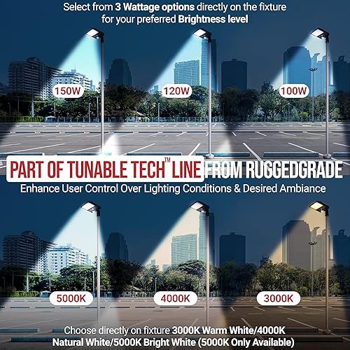 Miniatura 8 de Luces LED NextGen III para caja de zapatos de 42000 lúmenes regulables con fotocélula - Montaje en brazo - 10 KV - Carcasa blanca