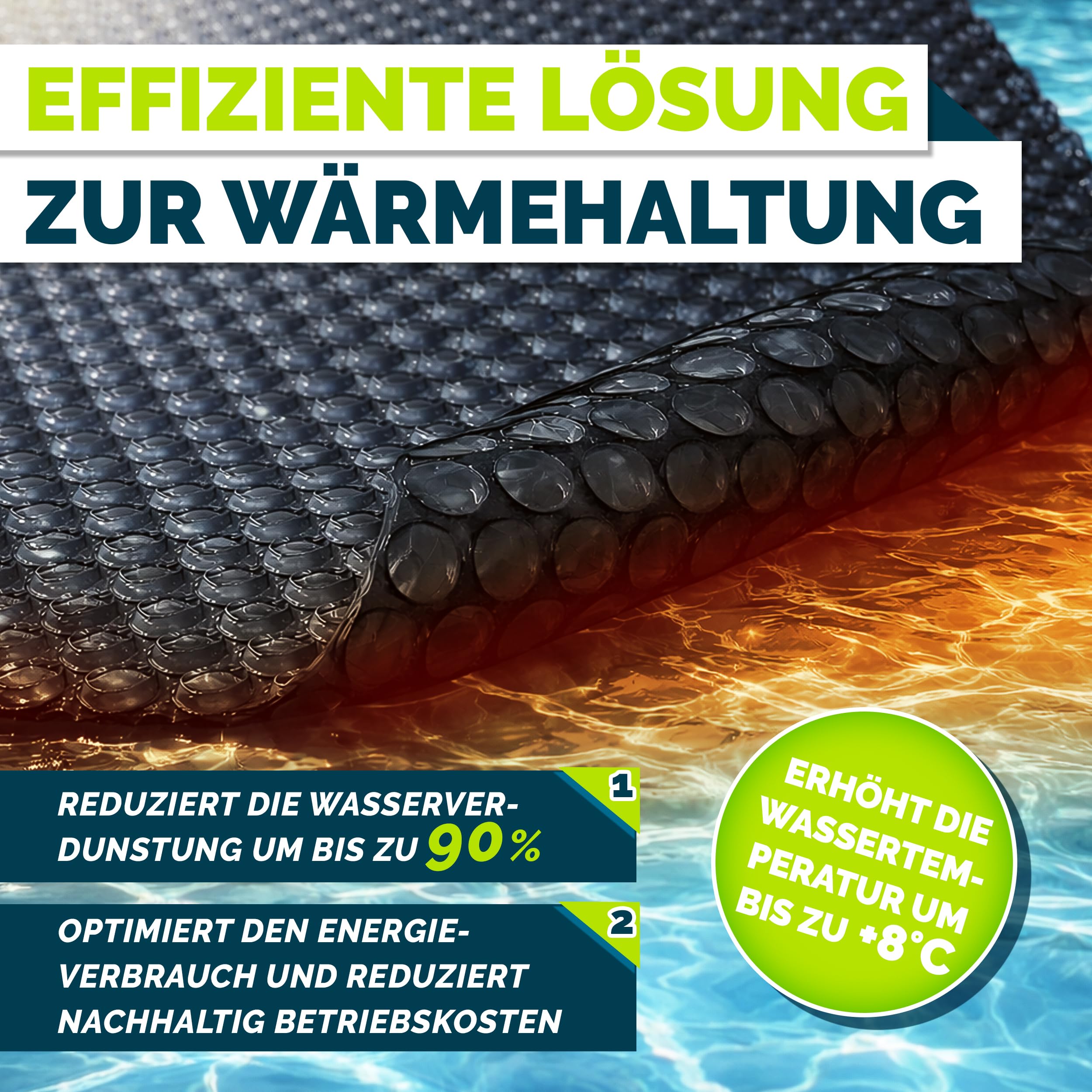 Tillvex Premium Pool Solarplane 400 µm Rund Ø 366 cm Solarfolie Wärmeplane zuschneidbar Solarabdeckung Poolheizung