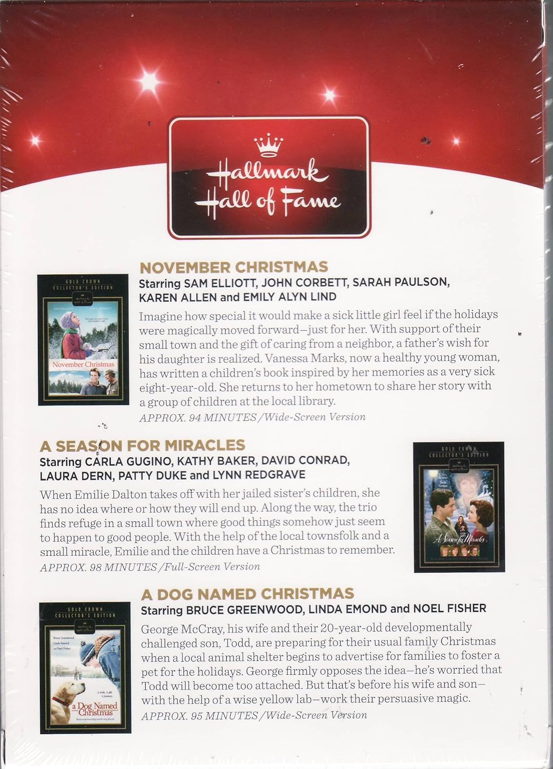 Hallmark Hall of Fame Christmas Collection #1 3 DVD Set (November Christmas / A Season for Miracles / A Dog Named Christmas)