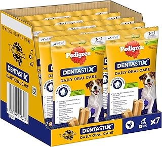 PEDIGREE DentaStix Hundesnack für kleine Hunde (5-10kg), Zahnpflege-Snack mit Huhn und Rind, 10 Packungen je 7 Stück (10 x 100 g) product image