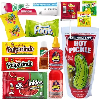 The Full Tiktok Hot & Spicy Pickle Kit With Candy; Chamoy Pickle Kit-Inspired, Includes Fruit-Rollup, Lucas Gusano & Salsagheti & More Mexican Candy by Ma Lit Candy 1 Hot & Spicy Pickle Kit