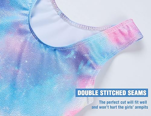 Miniatura 4 de TENVDA Gymnastics Leotards for Girls 2-12 Years Old Sparkly Multicolor Kids Tumbling Biketards Unitard