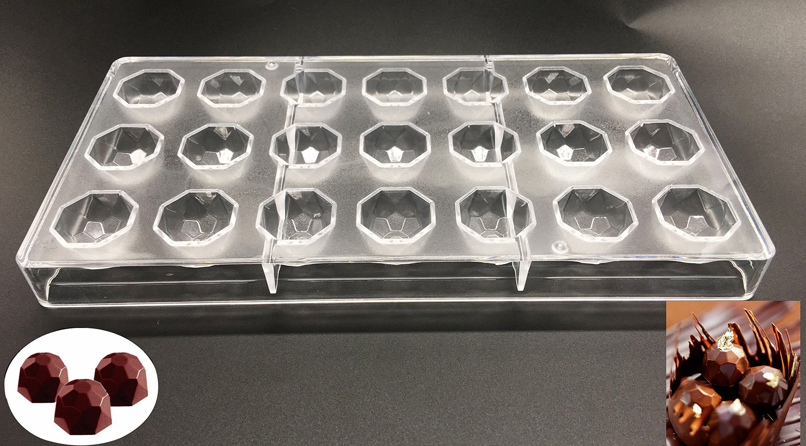 Candy Making Mold, Diamond Clear Polycarbonate Chocolate Mold Jelly Candy Making Mold 21-Piece Tray (Football candy mold)