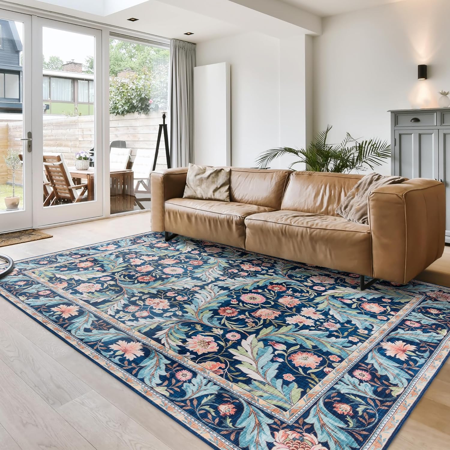 Gertmenian Indoor Boho Area Rug | Home Decor for Entryway, Bedroom, Living Room, Office, Kitchen | Non Slip, Soft, Printed Accent Rugs | Altair, Navy, 5x7 Standard, 24511