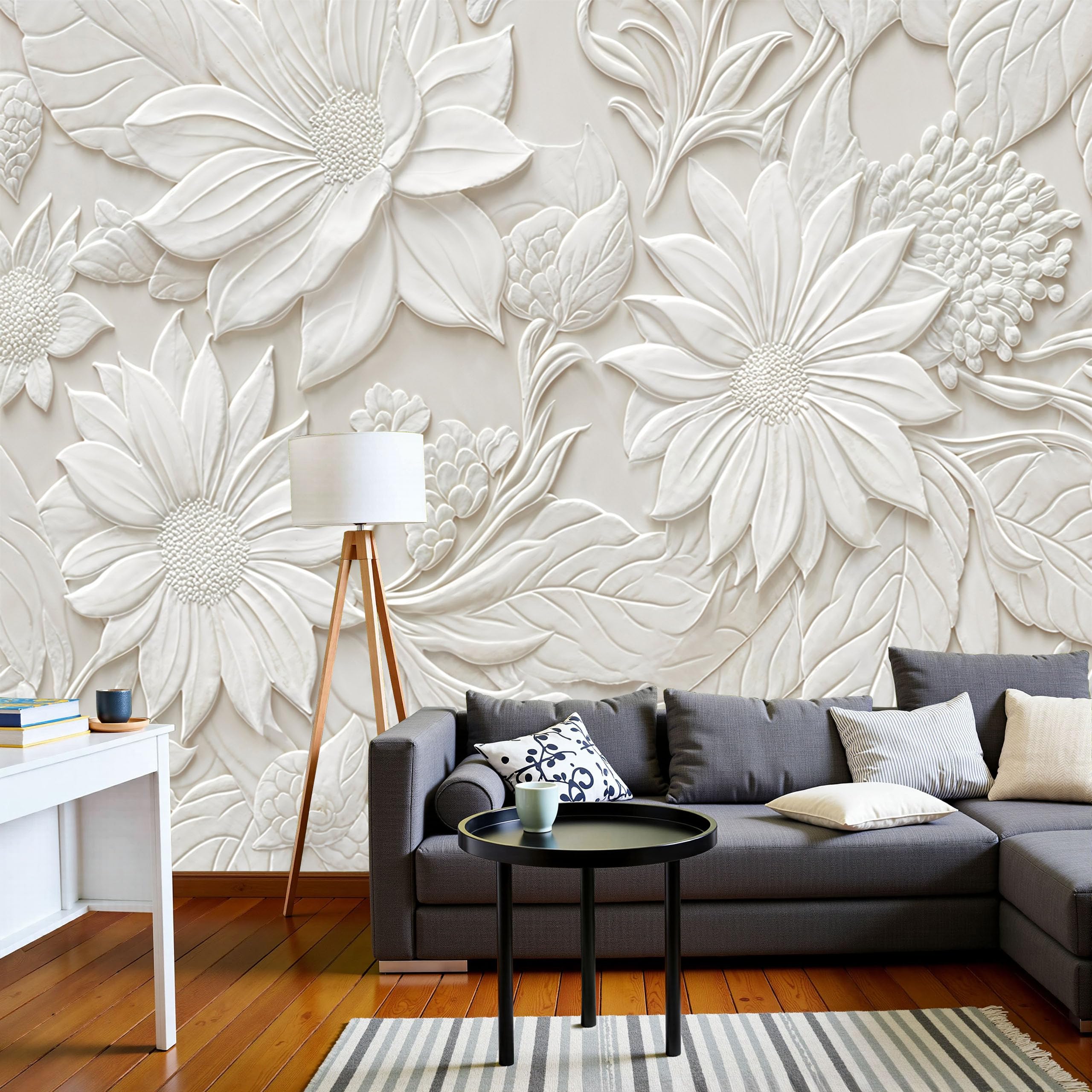 Papier peint panoramique plantes en soie haut de gamme fresque murale 4m