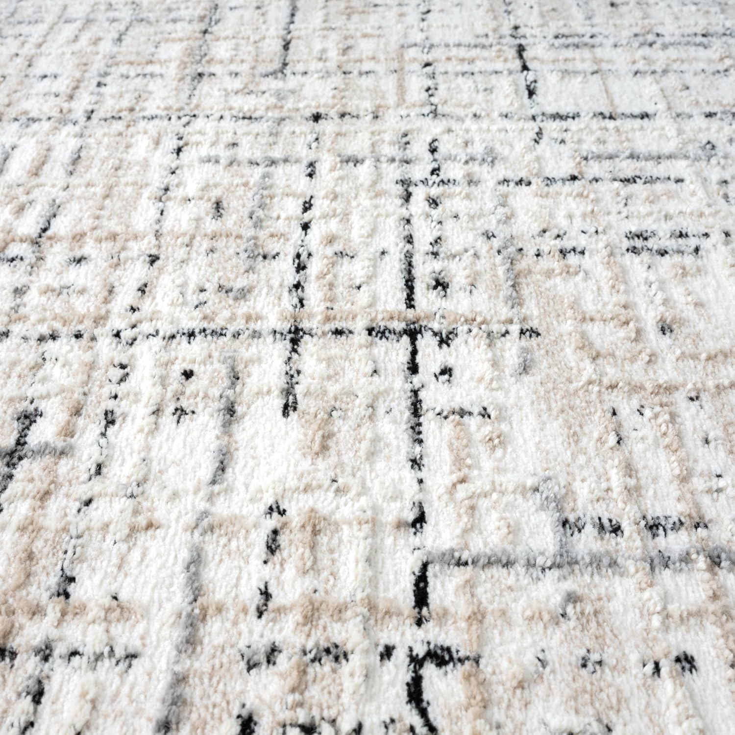 Abani Grey Area Rug for Living Room, Bedroom - Crosshatch Pattern- 8' x 10' -Durable & Easy to Clean