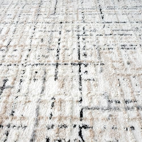 Miniatura 6 de Abani Alfombra gris para sala de estar, dormitorio, patrón de rayado, 2 x 3 pies, duradera y fácil de limpiar