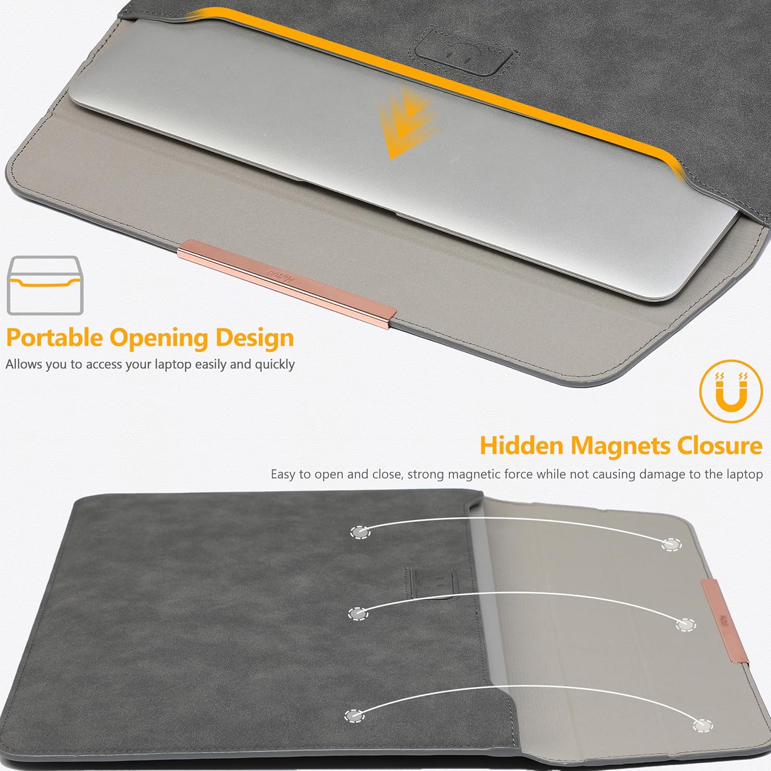 HYZUO 15-16 Inch Laptop Sleeve Case with Stand for MacBook Pro 16 M4/M3/M2/M1 2026-2019, MacBook Pro 15 2015-2012, XPS 15, Samsung Galaxy Book 15, Space Gray(Smiley) - Image 5