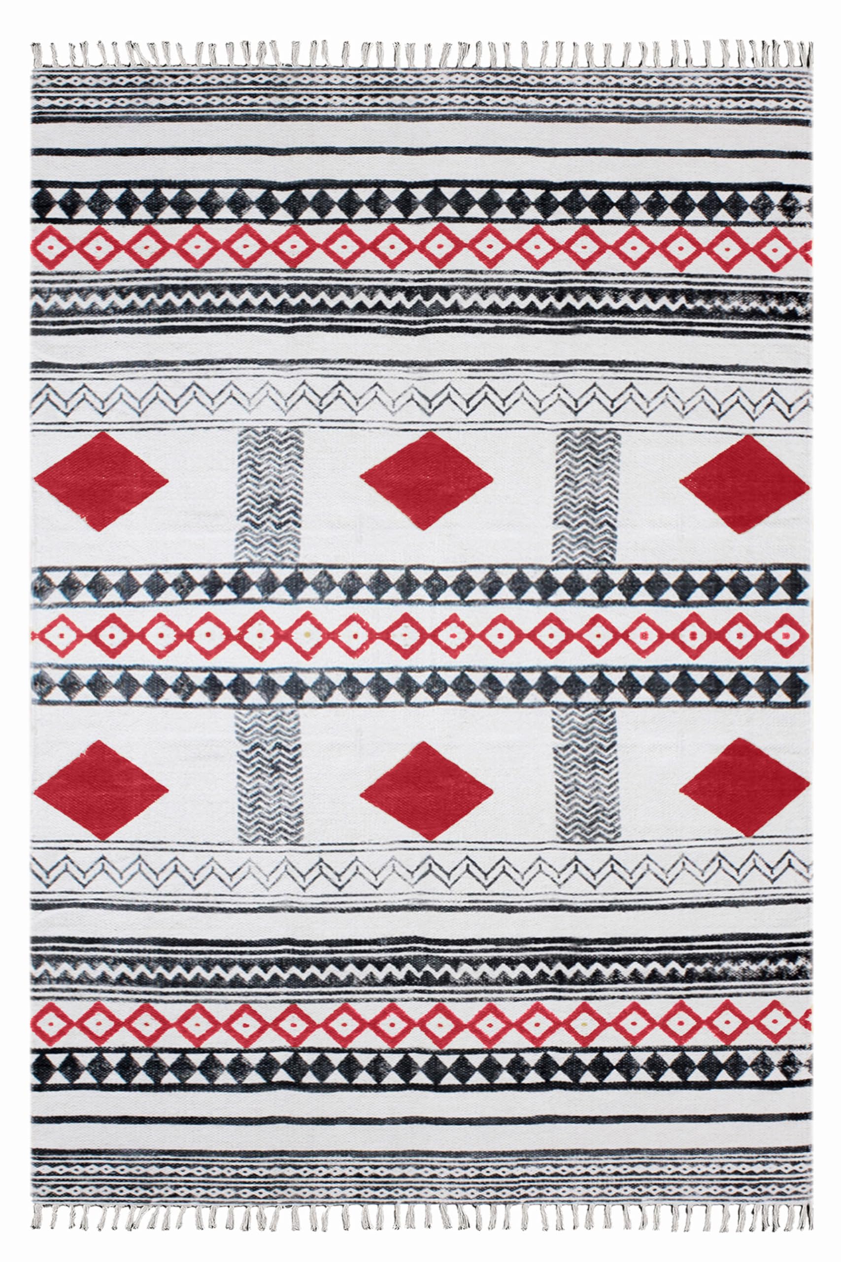 Tapis de Noël chaleureux en coton rouge et beige pour toute la maison