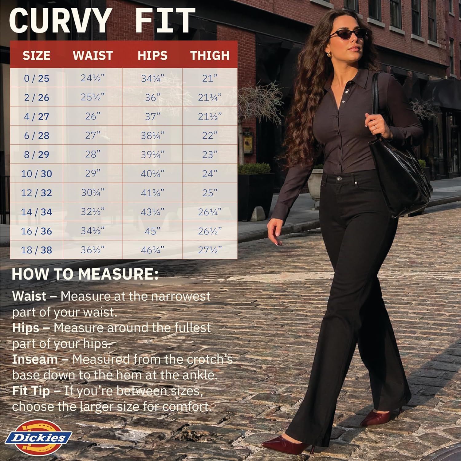 Dickies Women's Curvy Straight Leg Stretch Twill Pant