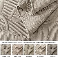 Vista 5 de B2EVER Juego de edredón de damasco beige tamaño individual con 1 funda de almohada, colcha boho ligera y suave de estilo granja vintage bohemia