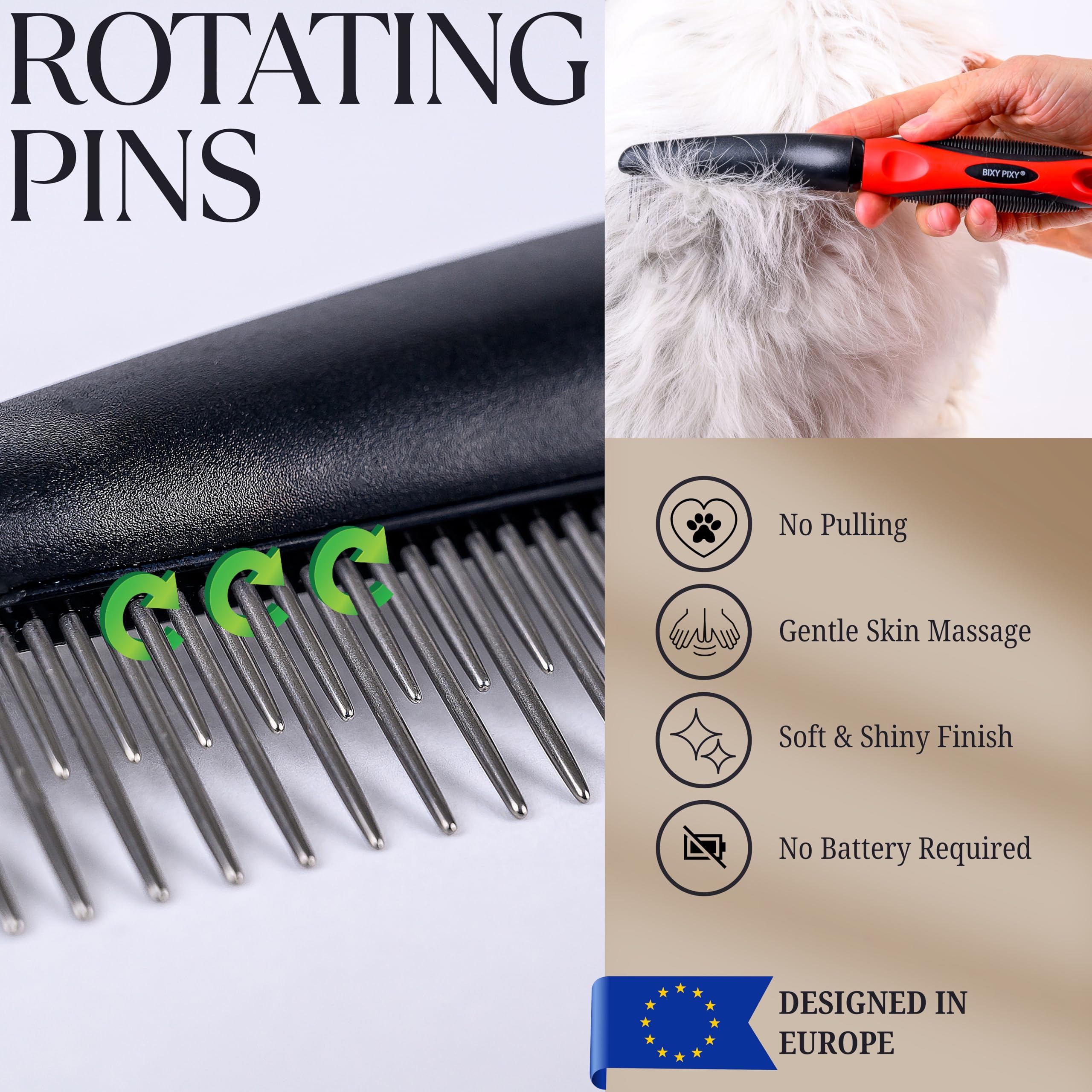 Peines para perros para el aseo – Peine giratorio de dientes para el aseo – Peine para gatos de pelo largo – Peine para desenredar perros