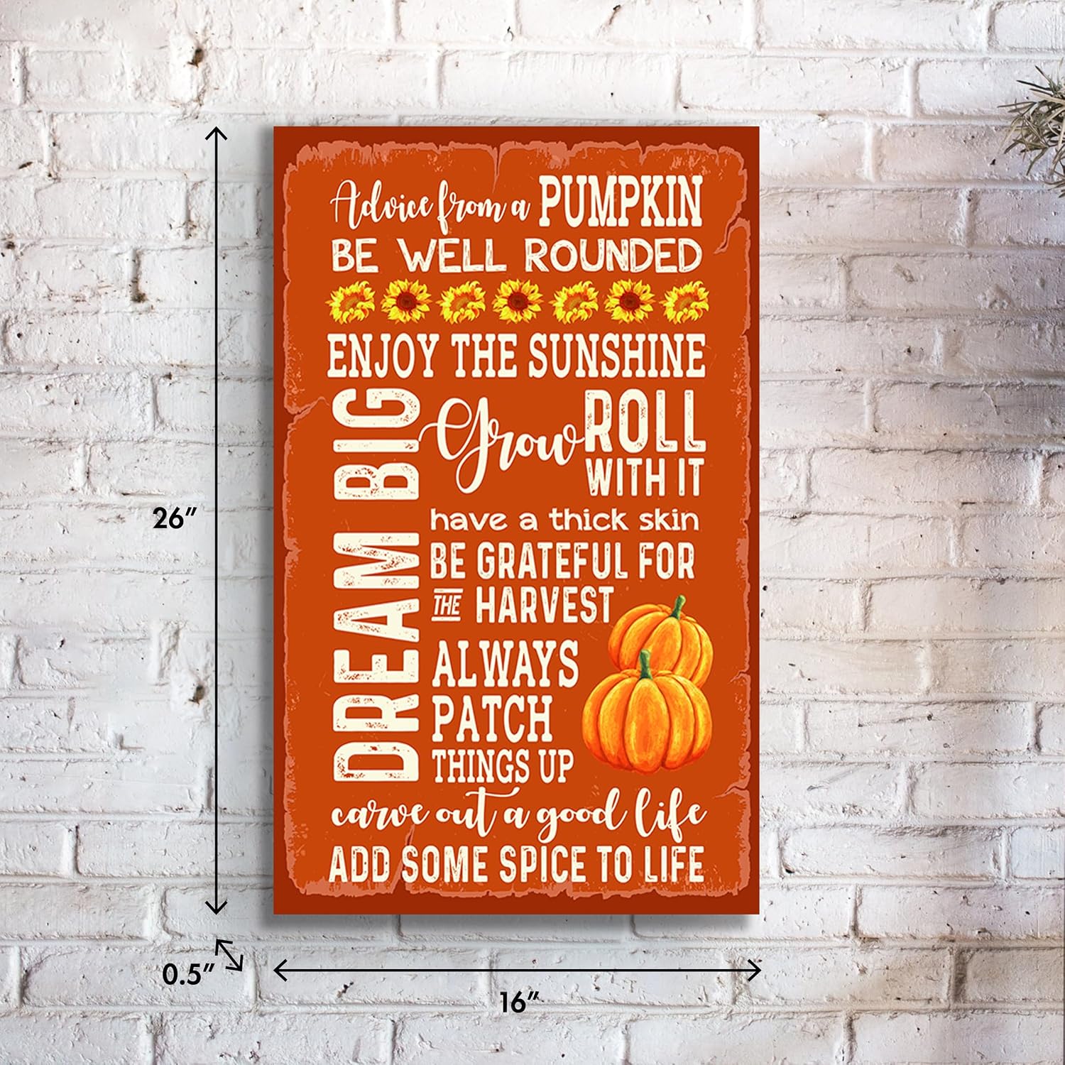 LifeSong Milestones Wooden Wall Plaque for Fall Season Wall Signs Inspirational Decoration for Home Office Family Wall Decor (Advice from a Pumpkin)