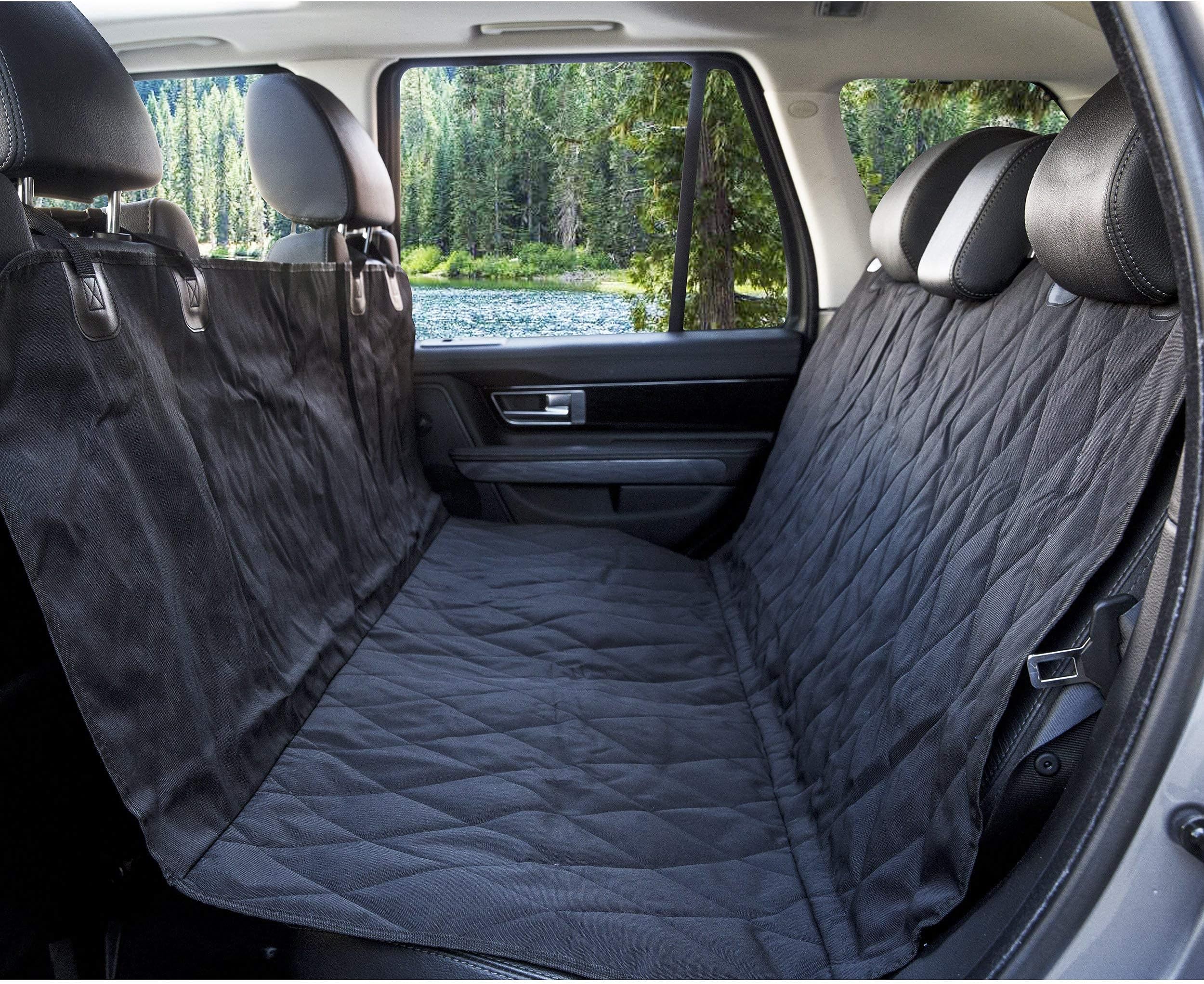 BarksBarPet Car Seat Cover with Seat Anchors for Cars, Trucks and SUV's, Water Proof and Non-Slip Backing Regular, Black