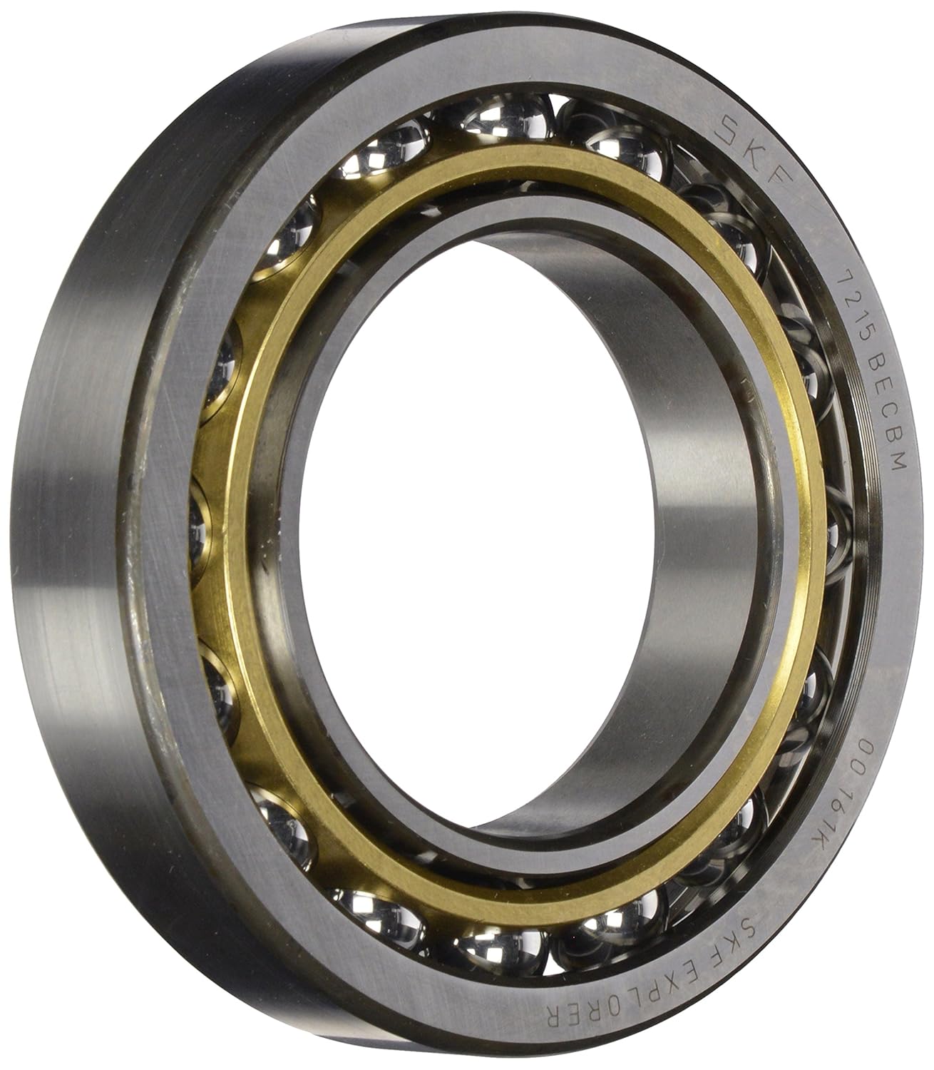 SKF 7216 BECBM Light Series Angular Contact Ball Bearing, Universal Mounting, ABEC 1 Precision, 40° Contact Angle, Open, Brass Cage, Normal Clearance, 80mm Bore, 140mm OD, 26mm Width