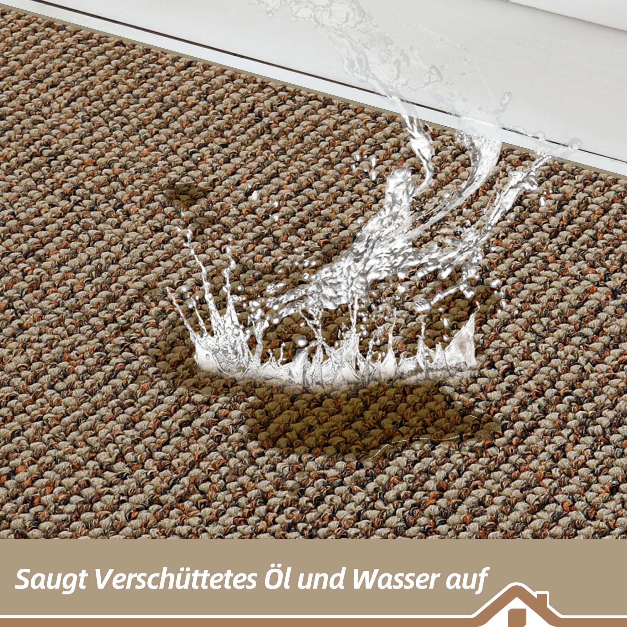 BEQHAUSE küchenteppich, Waschbar, TPR rutschfest, 60x89cm+60x152cm, Beige
