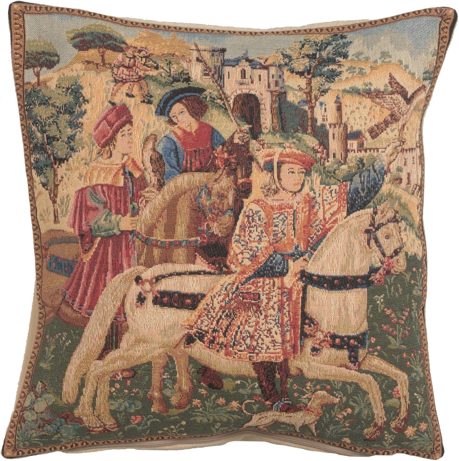 Hawking Scene European Cushion Cover - 18 in. x 18 in. Cotton by Charlotte Home Furnishings