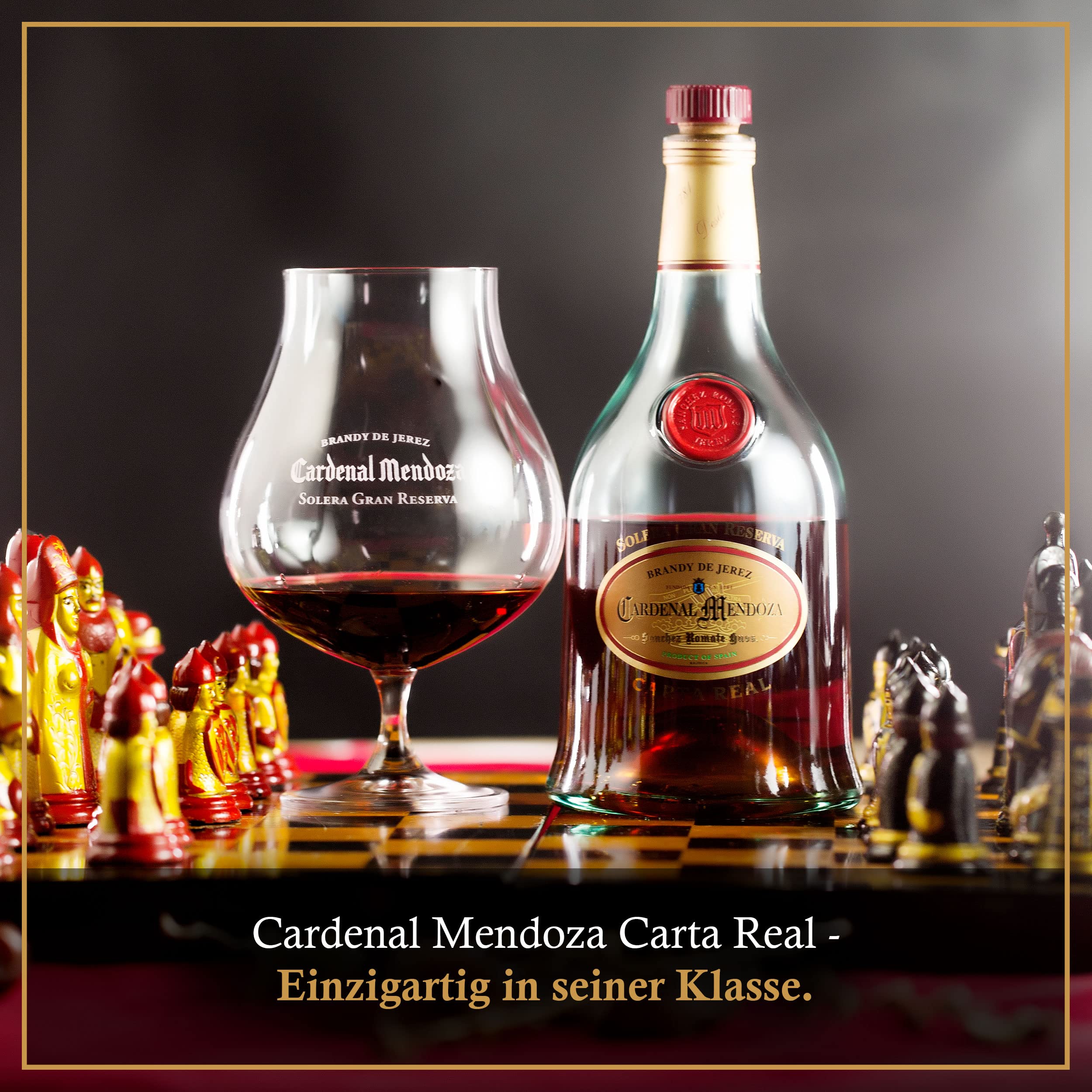 Cardenal Mendoza Carta Real Solera Gran Reserva, Brandy de Jerez (3 x 0.7l) 40% vol, 25 Jahre im Solera-System gereift - vollmundig und weich mit Noten von Vanille, Karamell, Beeren und Eiche