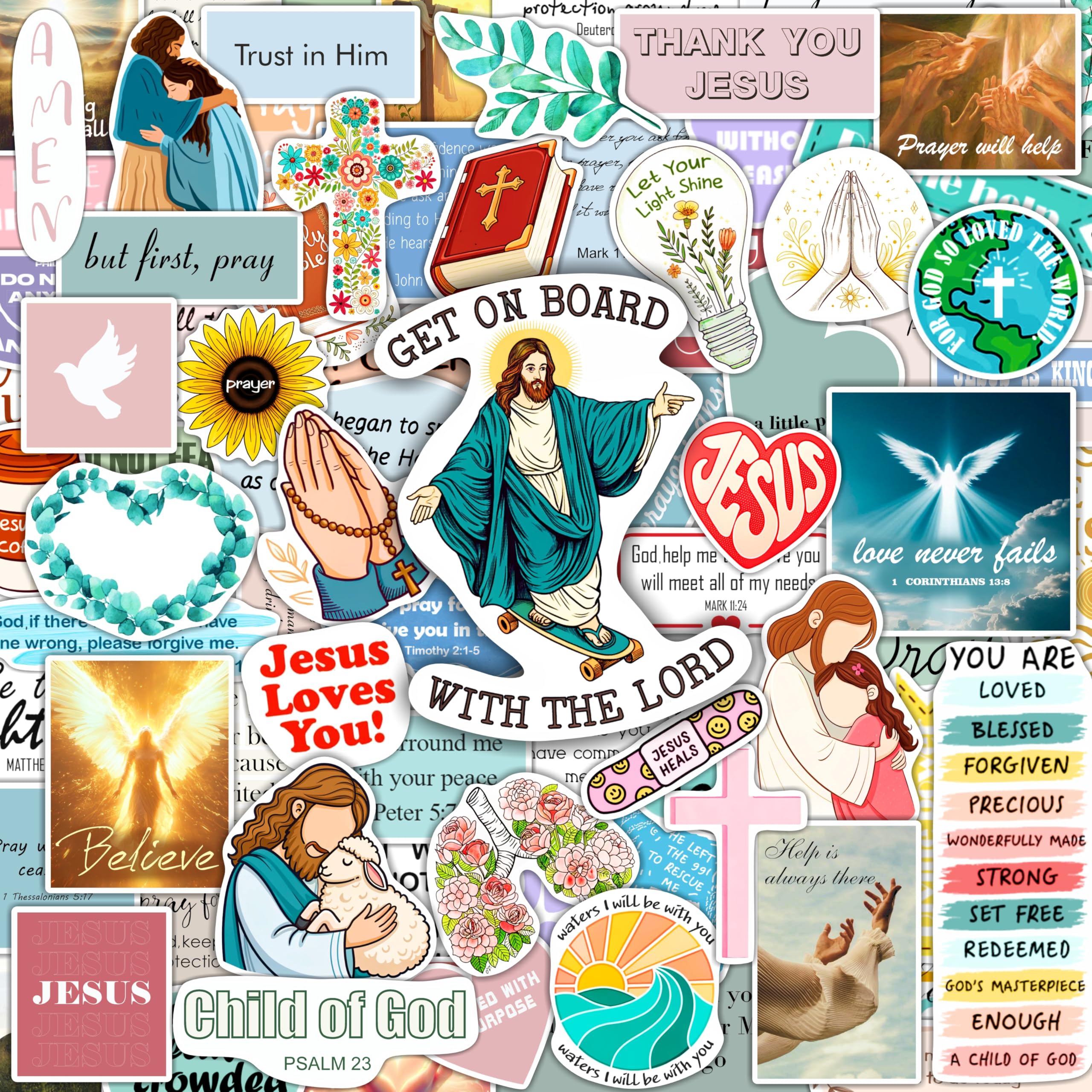 100Pcs Prayer Board Stickers - Prayer Board Supplies Kit for Women - Christian Gifts, Party Favors - Faith, Praying Stickers- Gift for Women & Men — image 1