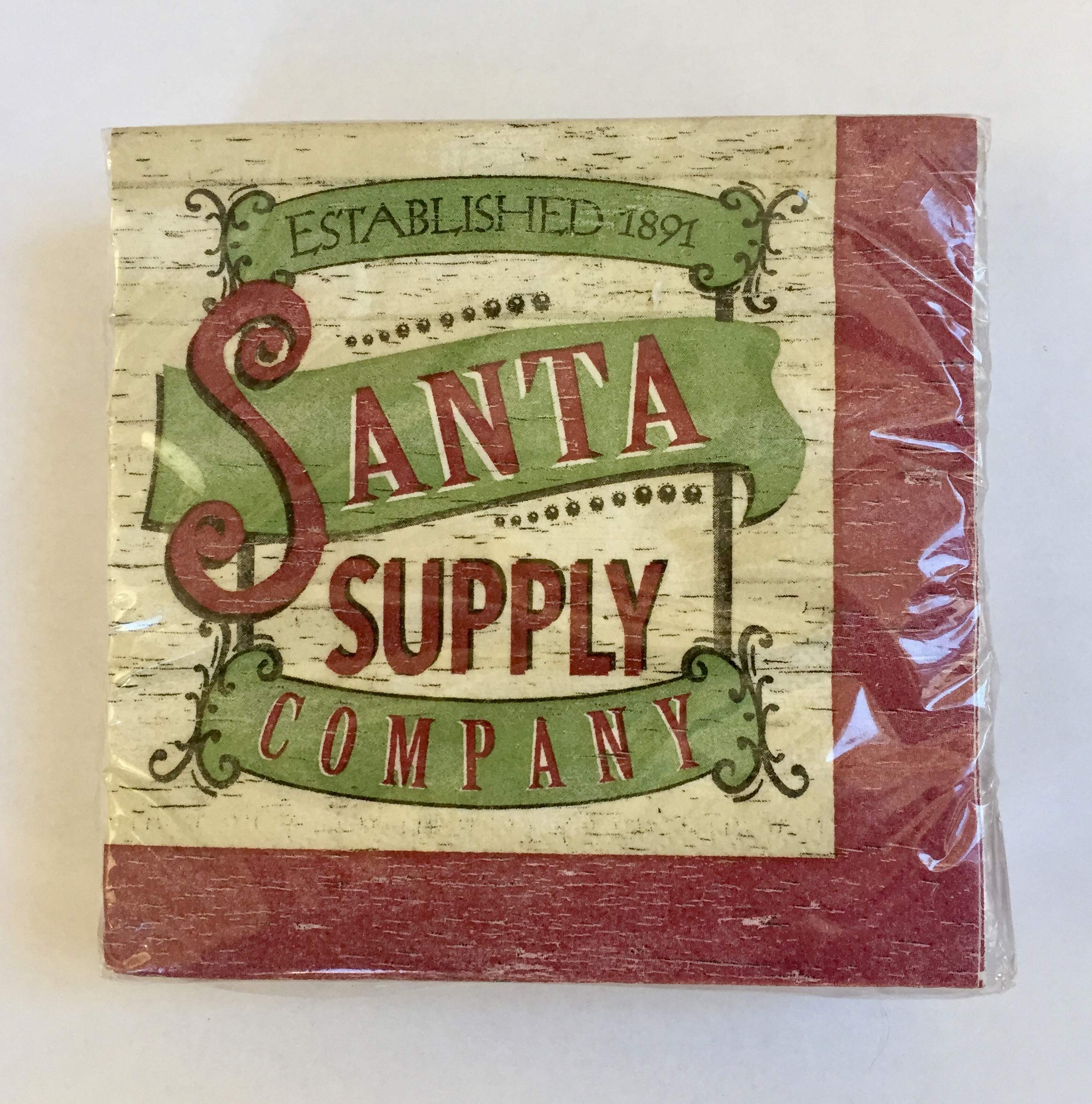 Craftmaster Santa Supply Co 36-Count Paper Beverage Napkins, 3-Ply