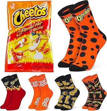 Cheetos Funny Socks for Women - Calf Length Funky Socks - Novelty Gifts Orange, 5/9 US