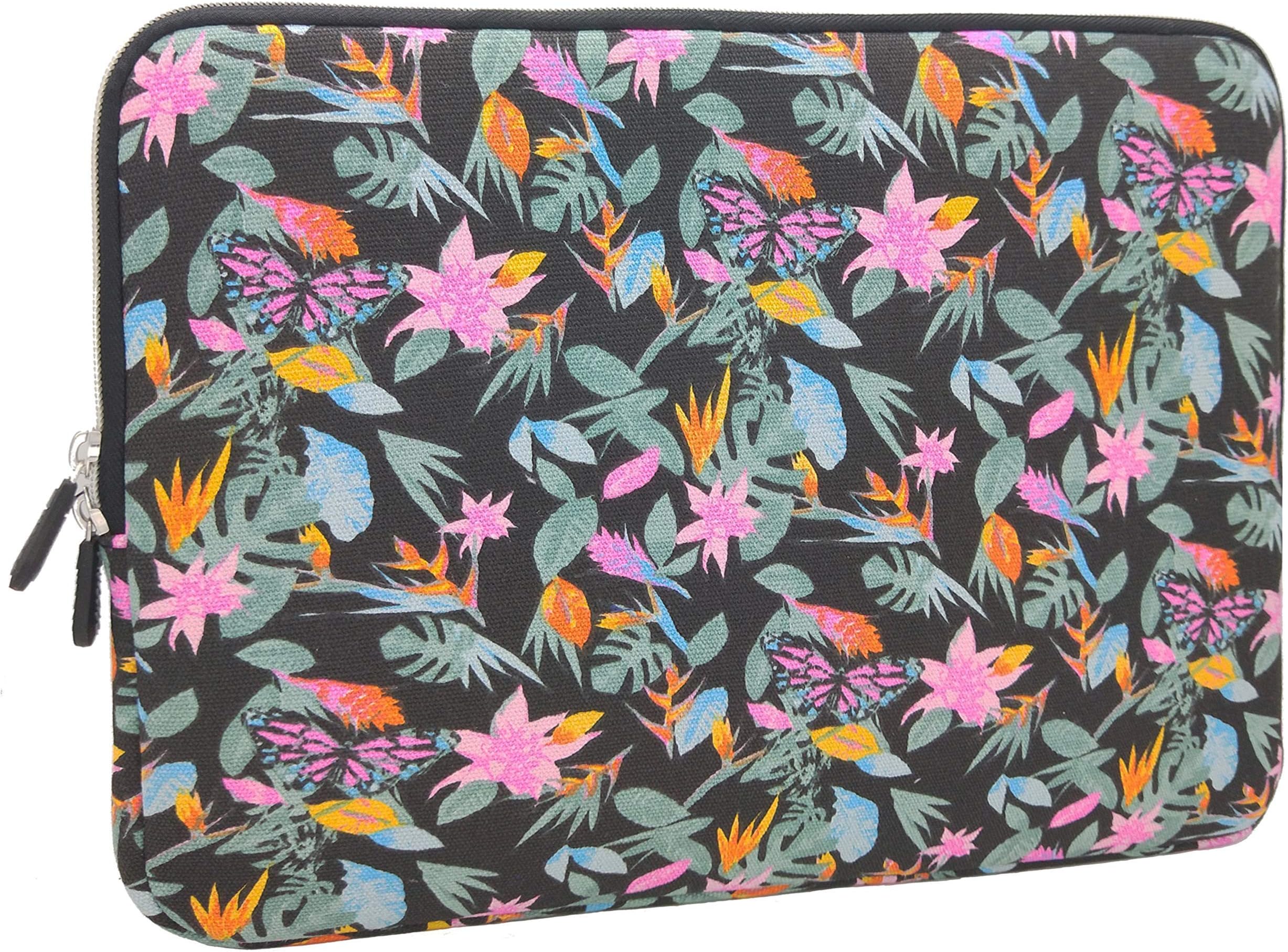 Laptop Sleeve Case for Notebook Tablet, Thickest Lightest Neoprene Water Repellent Protective Travel Bag (15-15.6 inch, Flower Black)