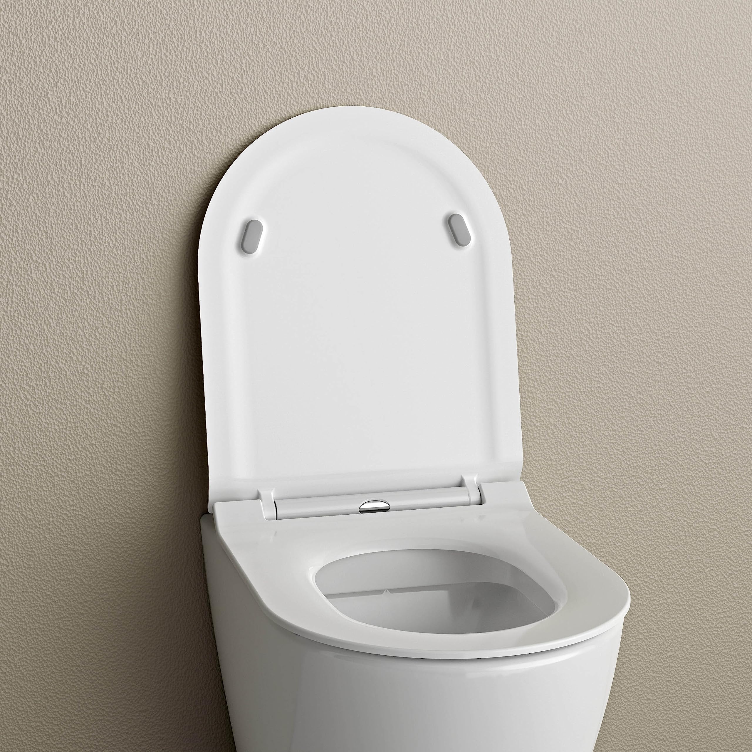 BERNSTEIN Abattant WC Plat Lunette toilettes fermeture amortie, Couvercle ovale dégagement rapide Blanc 46x36x5cm, Résistant chocs & rayures, Universel, Plastique Thermodurci Antibactérie - U2019