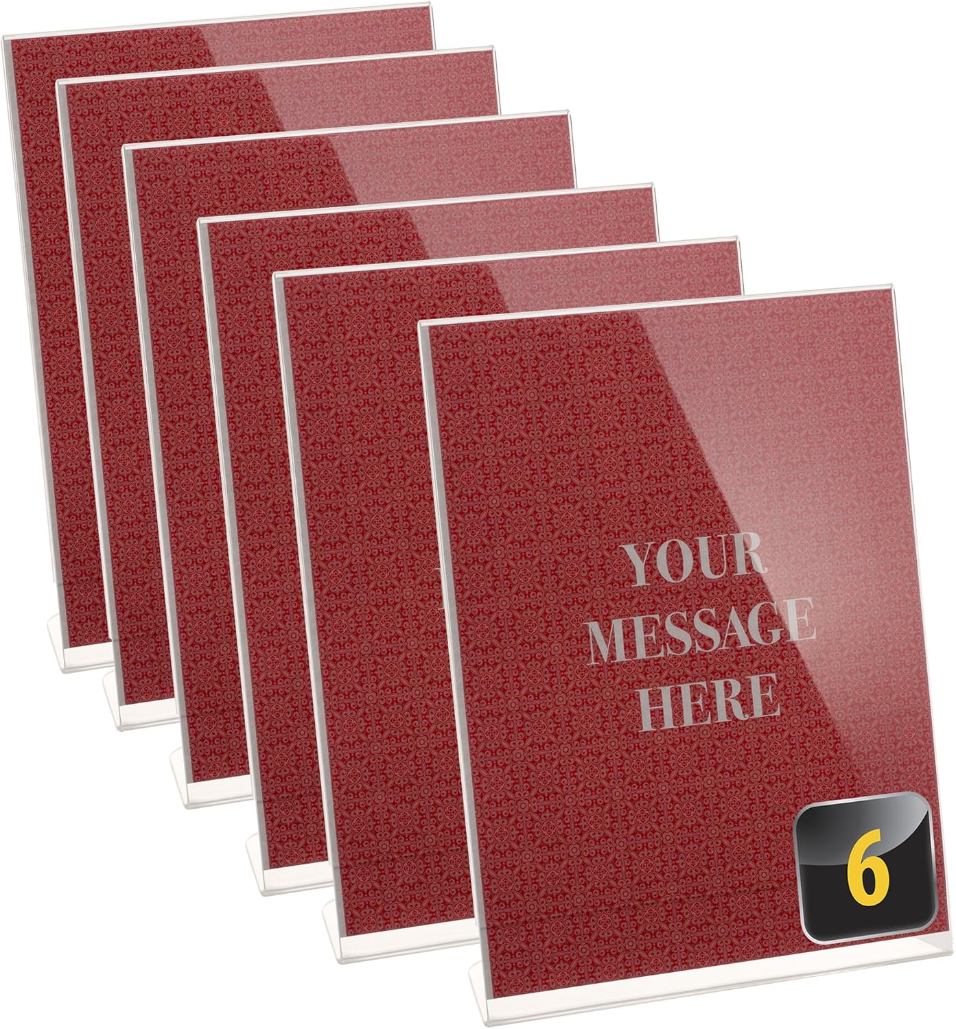 Officemate Slanted Vertical Sign Holder, 8.5 x 11 Inches. Clear, Comes in 6PK (23065)