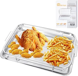 15.8 x 11.8 Inch Air Fryer Basket for Oven Stainless Steel, Air Fryer Accessories Oven Rack and Tray, Bakeware Sets Oven Rack Set, Nonstick Bacon Cooker Broiler Pan for Oven, Silver