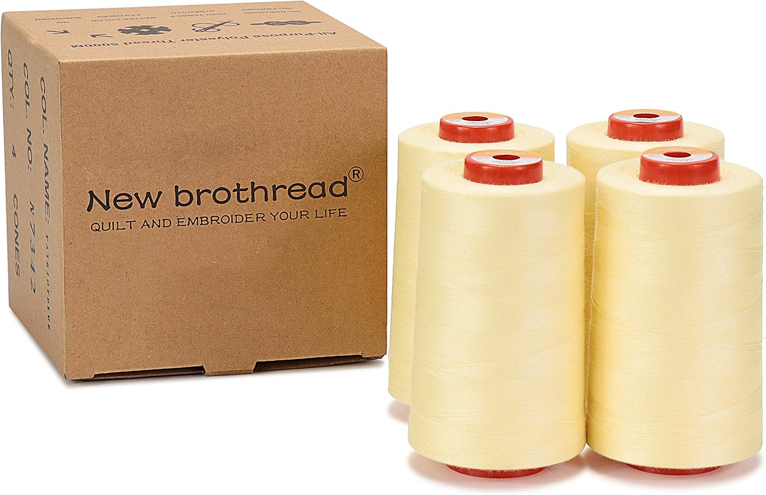 New brothread, 28 Options, 4 Large Cones of 5000M Each All Purpose Polyester Sewing Thread 40S/2 (Tex27) for Sewing Quilting - Image 4