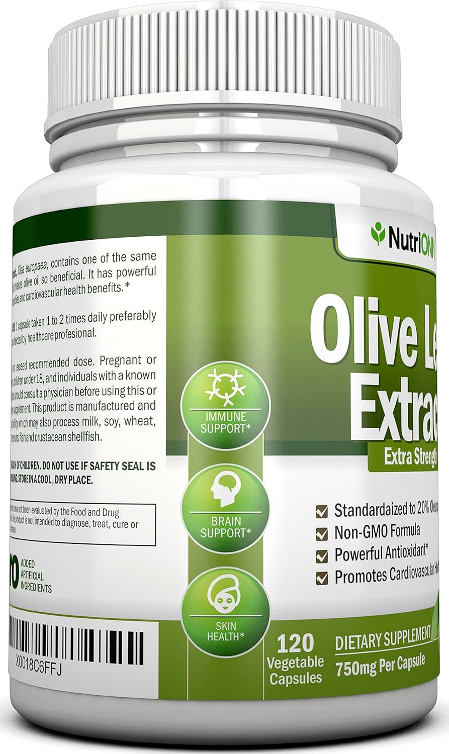 Olive Leaf Extract - 750 Mg - 120 Capsules - Extra Strength - 20% Oleuropein - Non-GMO Formula - Premium Quality From Pure Olive Leaves - Powerful Antioxidant - Great for Heart, Skin and Brain - Image 7