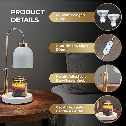 Miniatura 2 de Lámpara calentadora de velas con temporizador, calentador de cera con temporizador, calentador eléctrico de velas, calentador de lámpara de velas,