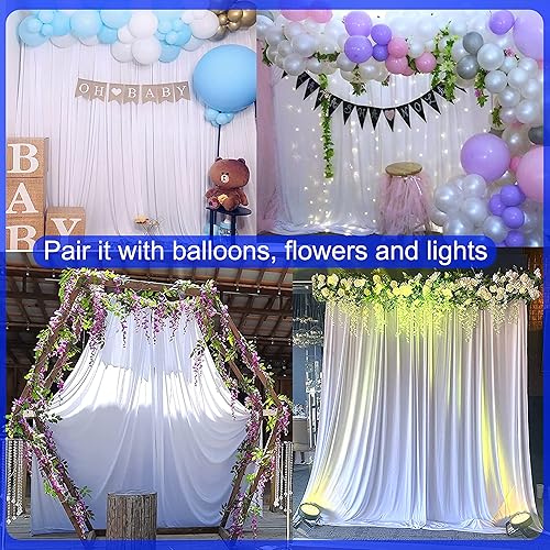 Miniatura 3 de Cortina de fondo blanca para fiestas bodas sin arrugas cortinas de fotos blancas decoración de tela para baby shower fiesta de cumpleaños 40 pies de