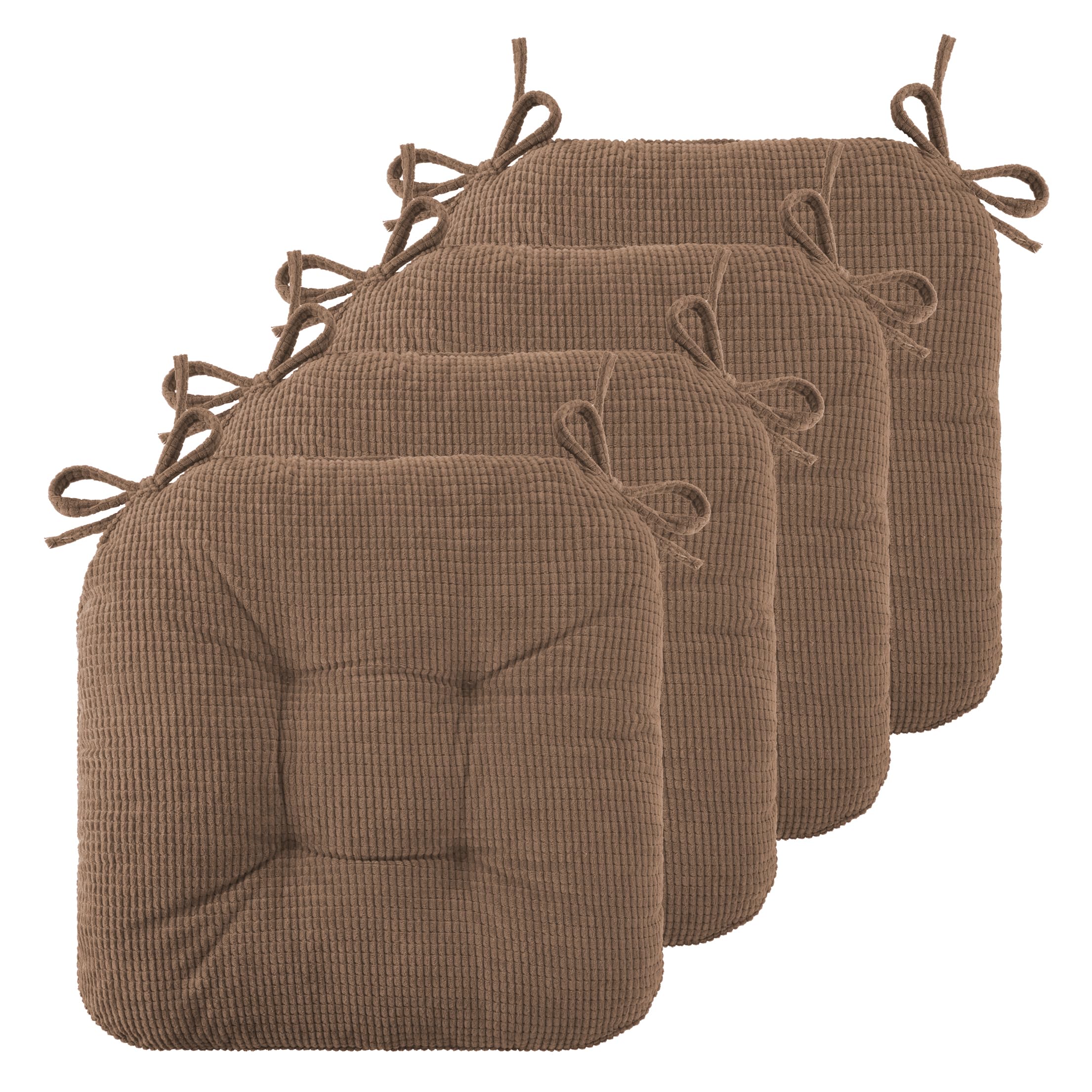 FlyGulls Set of 4 Chair Cushions for Dining Chairs Non Slip Office Chair Cushion with Ties Premium Seat Cushion 18x18 Inches Comfortable Kitchen Chair Pads Indoor Coffee