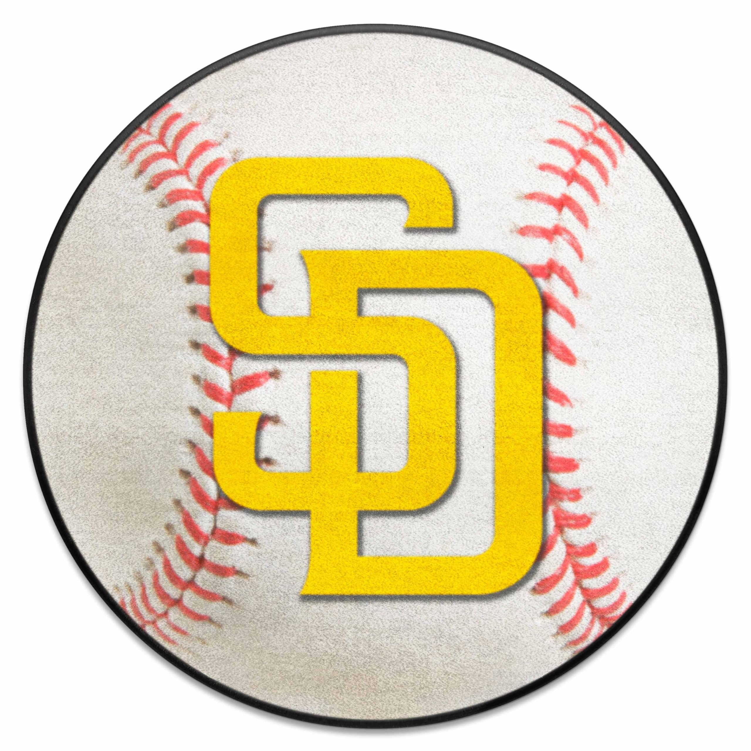 FANMATS 6532 San Diego Padres Baseball Shaped Accent Rug - 27in. Diameter - SD Primary Logo