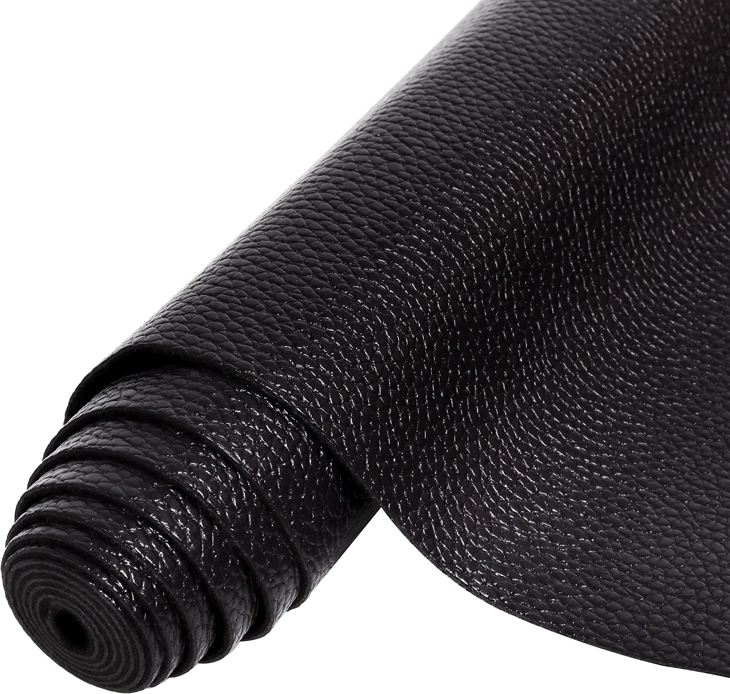 Funcolor Black Faux Leather Roll:Soft Smooth Pebbled Faux Leatherette Sheets 8x52 Inch for Sewing Crafts