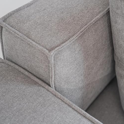 Miniatura 11 de Acanva Juego de Sofá Seccional Modular de Lujo para Sala de Estar, Sofá de Estilo Moderno Minimalista con Otomana y Chaise, Forma de L, Gris