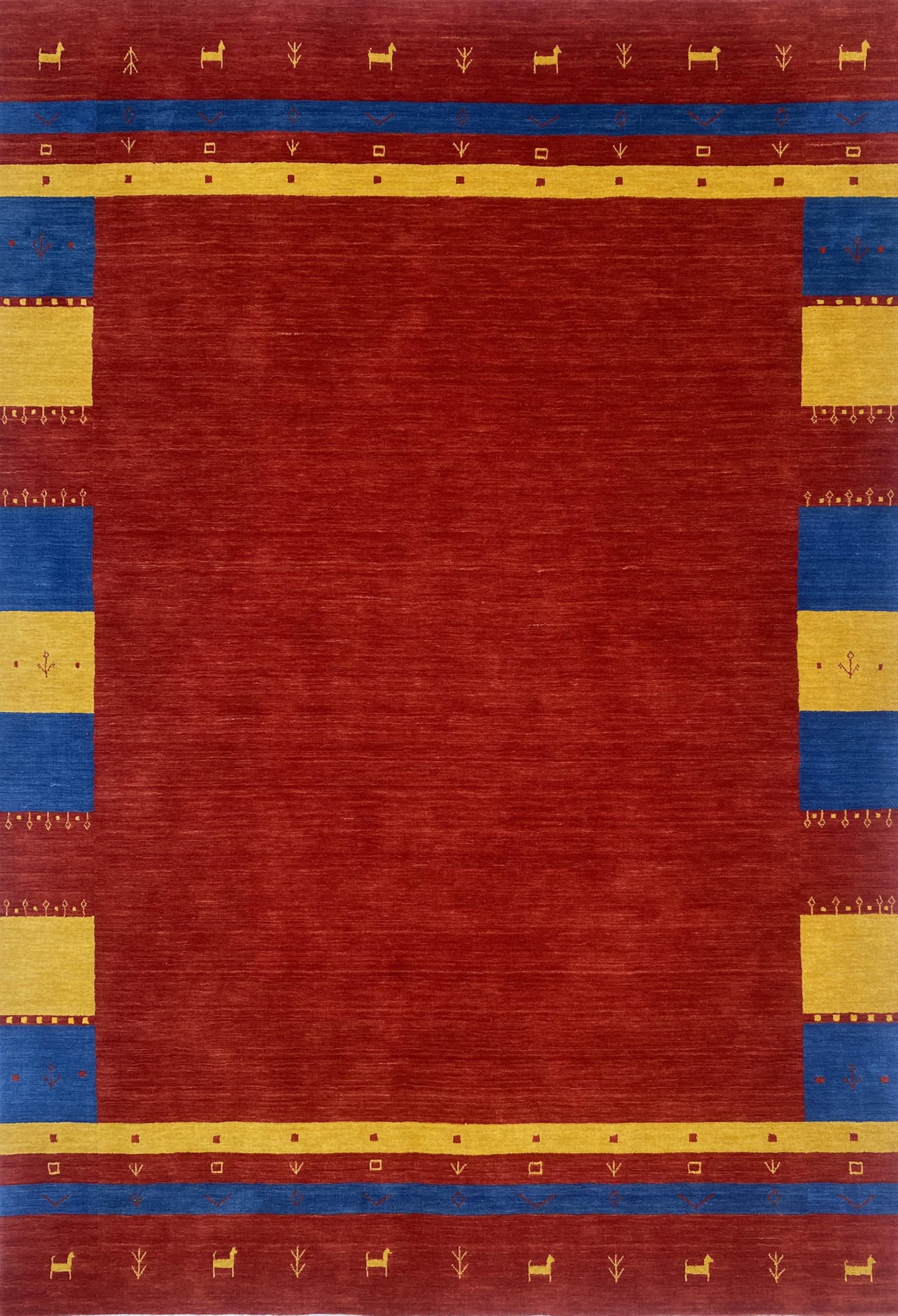 Tapis de laine 196x150 rouge Gabbeh Shouli